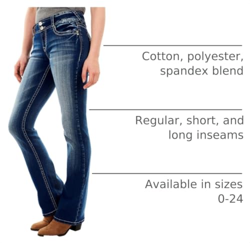 Image of WallFlower Luscious Curvy Bootcut Jeans for Women, Mid-Rise Insta Stretch Denim, Size-Inclusive Juniors Jeans