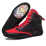 omcam Mens Fashion Boxing Boots Lightweight Breathable Youth Bodybuilding Shoes Non Slip Kickboxing Wrestling Training Shoes,Black,6.5