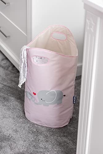 WENKO Wäschesammler Kids Elli Rosa, niedlicher Wäschesack mit Zwei praktischen Tragegriffen mit Elefanten Aufdruck, 24 l Stauraum in einem Fach, (B x H x T): 40 x 52 x 20 cm, kindliches Motiv
