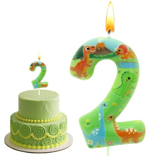 Velas de Dinosaurios, Adorno Para Tarta de Dinosaurios, Velas 3D Niños, Para Cumpleaños de Niño, Fiesta Temática, 2 Cumpleaños