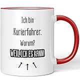 JUNIWORDS Tasse, Ich bin Kurierfahrer. Warum? Weil ich es kann!, Rot (7184144)