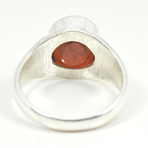 Bague hessonite rouge argent 925 authentique pour peau sensible - 4
