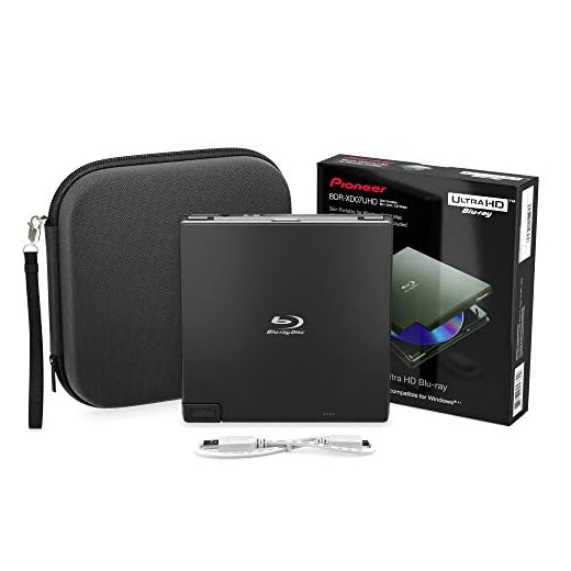 Pioneer BDR-XD07UHD External Blu Ray Drive - 6x Portable USB 3.0 BD/DVD/CD Burner, Supports 4K Ultra HD Blu-Ray Playback - Cyberlink Software Included