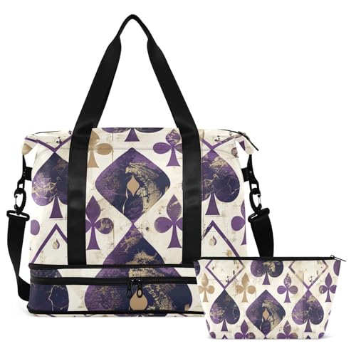 Purple Poker Luggage Travel Bag Carry On Tote Bag with Toiletry Bag for Business Trips Multifunctional2