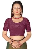 SEEANS Polyester Fabric Readymade Full Stretchable Blouse for Women (UK, Alpha, M, Regular, Regular, 31' TO 35' BUST, WINE)