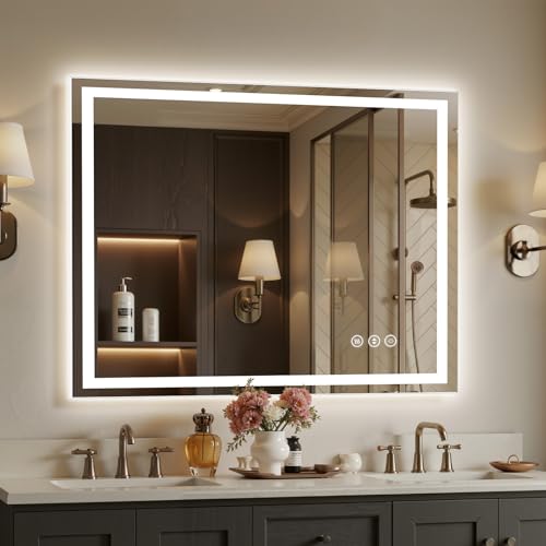 48X36 LED Bathroom Mirror with Lights, Anti-Fog, Backlit + Front