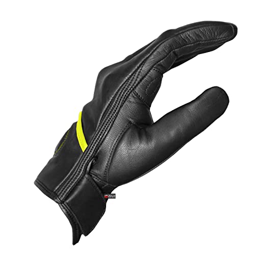 Jackets 4 Bikes Motorcycle Gloves - Premium Leather for Men Women, Touchscreen, Non-Slip, Motorbike Cruiser Street Biker Protector Blackgreen S