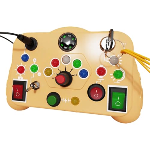 Bt12 Toddler Busy Board With LED Light New Baby Sensory Board Light Switches Toys Preschool Learning Educational Travel Activity Sensory Board Toys For Kids Toddlers 1 3 Boys & (B, 15.5x6x12.