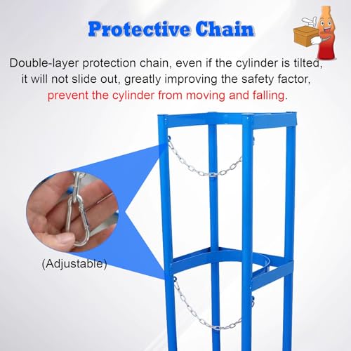 Genérico Soporte para bombonas de Gas/Tanque de oxígeno. Soporte para bombonas de Gas con Cadena Protectora y Tornillos de fijación. Soporte Duradero para bombonas de Gas de Montaje en Suelo para Uso