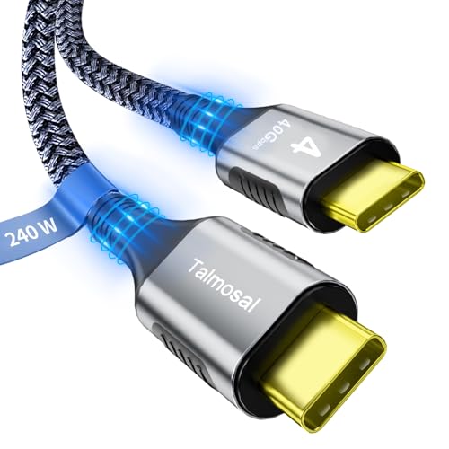 Talmosal 240W for Thunderbolt 4 Cable 3.3 ft, Support 8K@60Hz, 4K@144Hz 40Gbps/240W PD Charging for iPhone 17, USB4, Mac mini M4 / M4 Pro, MacBook Pro, Docking, eGPU, SSD, Surface Pro by Talmosal - Used condition - US$13.20
