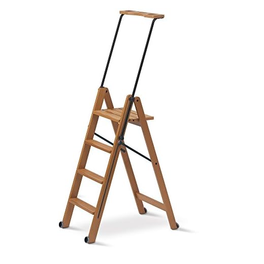 Arredamenti Italia Leiter 170/4 TUSCANIA; Holz - 4 Stufen - zusammenklappbar - mit Sicherheitssystem - Farbe: Kirsche Holz AR-It il Cuore del Legno