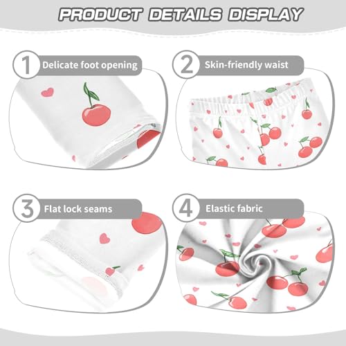 ALAZA Girls' Leggings Children's Yoga Pants Skinny Printed Dance Cute Cherry White Comfortable 4T2