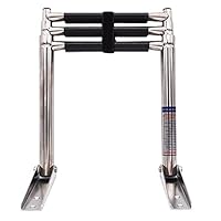 KAOLALI Bootsleiter 3 Stufen, Edelstahl Bootsleiter Rutschfester Teleskop Badeleiter Schwimmbadleiter für Boot Yacht Schiff bis 150kg Belastbar