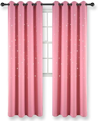 Kotile Space Curtains for Boys Room - Laser Cutting Out Star Room Darkening Curtains for Childern's Room, Royal Blue, 52 x 84 Inch, 2 Panels