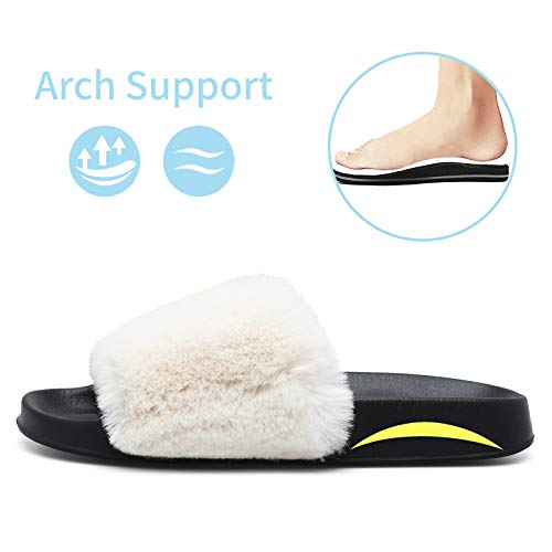 Image of Spesoul Slides for Women Womens Slippers Fur Fuzzy Fluffy for House Bedroom