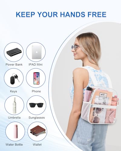 Image of Clear Backpack for Stadium Events, 12x12x6 Small Clear Plastic bag with Reinforced Straps for Game Security Festival Concert