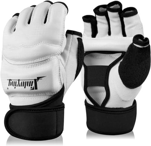 Xinluing Boxhandschuhe Kampfkunst MMA Sparring Grappling Muay Thai Taekwondo Training PU Leder Handgelenk Wraps Handschuhe (weiß, M) Xinluing Boxhandschuhe Kampfkunst MMA Sparring Grappling Muay Thai Taekwondo Training PU Leder Handgelenk Wraps Handschuhe (weiß, M)