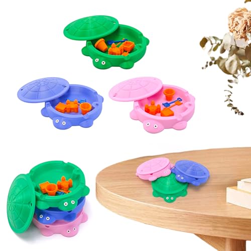 Kexpery Mini Sandbox Schildkröte Sandkasten Schreibtisch Sandkasten mit Werkzeug Zen Garten Set Geschenk (Lila)