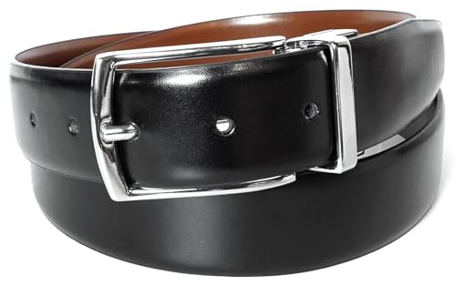 Florsheim Men's Rafael 34mm Genuine Leather Reversible Belt, Cognac to Black, 36