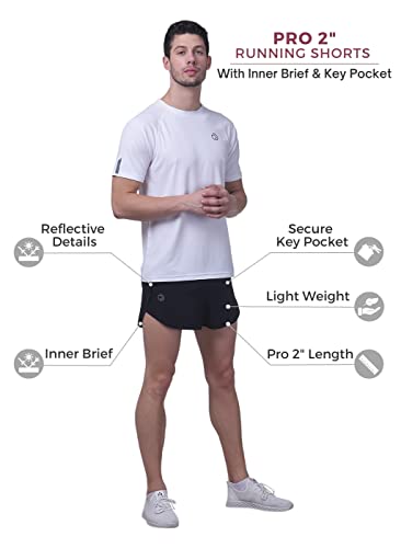 Image of TRUEREVO 2 inch Men's Pro Marathon Dry Fit Running Shorts with Inner Brief and Key Pocket