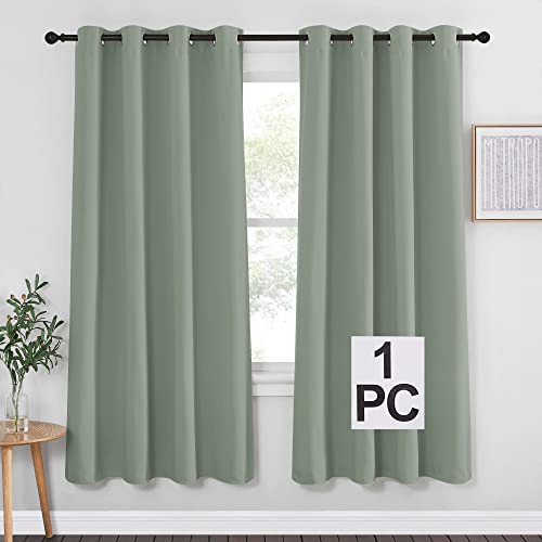 NICETOWN Sage Green Blackout Family Home Curtain - Grommet Thermal Insulated Room Darkening Window Treatment Sound & Light Blocking Drape for Bedroom/Living Room (W52 x L72, 1 Panel)