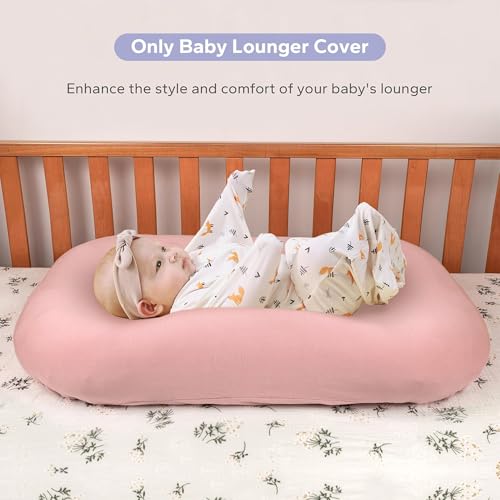 Image of FUNUPUP Baby Lounger Cover Only Rayon Derived from Bamboo, Pink | Removable Elastic, Soft Breathable, Easy On /Off Change, Machine Washable
