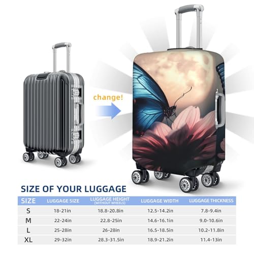 Blue Butterfly On Flower Elastic Travel Luggage Covers Dustproof Scratch-Resistant Suitcase Protector Fit 22-24 Inch3