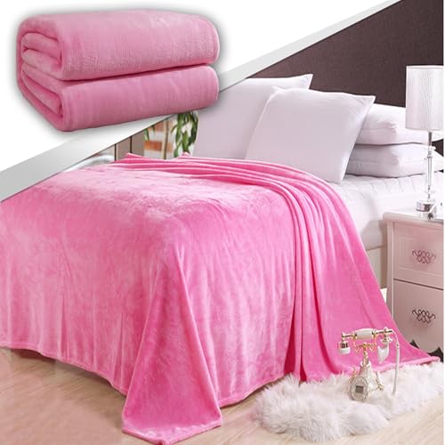 GAIFNAG Manta Plaid, Manta Suave, Manta 130 x 150 cm Hay Diferentes Tamaños y Colores Disponibles Colcha de Felpa Súper Suave para Sofá, Cama, Sillón, Rosa Claro