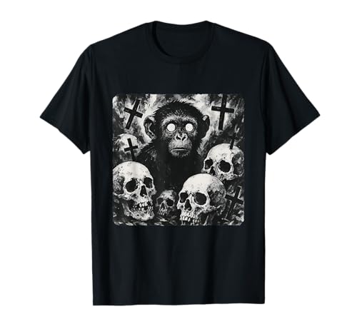 Monkey Wants A Satanic Halloween With Gothic Horror T-Shirt