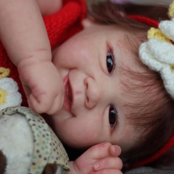 Realistyczna lalka Reborn dla niemowląt, uśmiechnięta noworodka, dziewczynka, 40 cm, realistyczna lalka Reborn Baby z otwartymi oczami, prawdziwy wygląd, miękki materiał, ciało Reborn Bebe