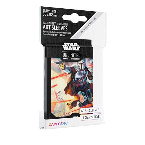Gamegenic | Star Wars: Unlimited Art Sleeves Mandalorian | Pack de 60 Fundas Ilustradas con Diseño Oficial y 1 Funda Transparente | Optimizado para Star Was Unlimited y Otros LCGs y TCGs
