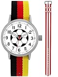 bayern gegen augsburg 2018 Gehäuse silber - Durchmesser 3,2cm – atmungsaktive abwaschbare Schnellwechsel Durchzugsarmbänder - schwarz rot gold (gelb) und rot weiss – Nylon Uhrenarmband 16mm breit - Armbandlänge: 22.5cm - 11 fach verstellbar - für einen Handgelenksumfang von ca. 12,5cm bis 19,5cm.