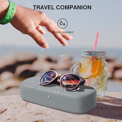 Marvolia Estojo de óculos rígido grande capa protetora de couro PU para óculos de sol com pano de li