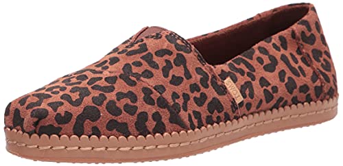 TOMS Womens Alpargata Leopard Leather Wrapped Slip On Flats Casual - Brown