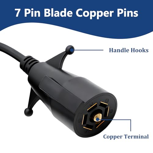 Image of 7 Pin to 5 Pin Trailer Light Adapter 7 Way Blade to 5 Way Flat Trailer Plug Adapter, 7 Way to 5 Way Trailer Coiled Wiring Adapter Trailer Connectors for RV Truck 5 FT(60 inches)