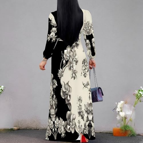 Image of PinkPatty Plus Size Dresses for Curvy Women V Neck Flowy Long Sleeves Wrap Maxi Dress Travel Vacation Outfits