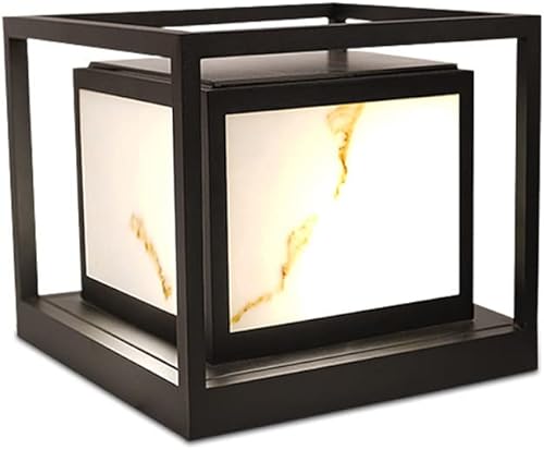 ZEELYDE Luces de poste para exteriores, luz solar de columna de mármol de imitación para exteriores, hogar, villa, jardín, impermeable, lámpara de