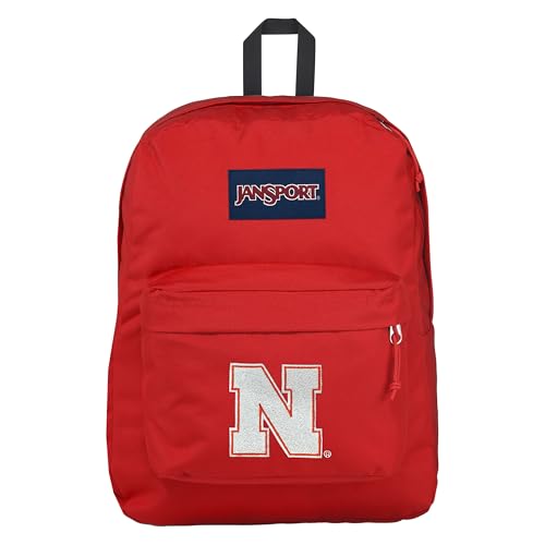 Image of JanSport NCAA Officially Licensed Backpack, Nebraska Cornhuskers, Superbreak Plus with Padded 15'' Laptop Sleeve, Spacious Computer Bag for Men & Women, Durable Daypack with Bottle Pocket, Red Tape