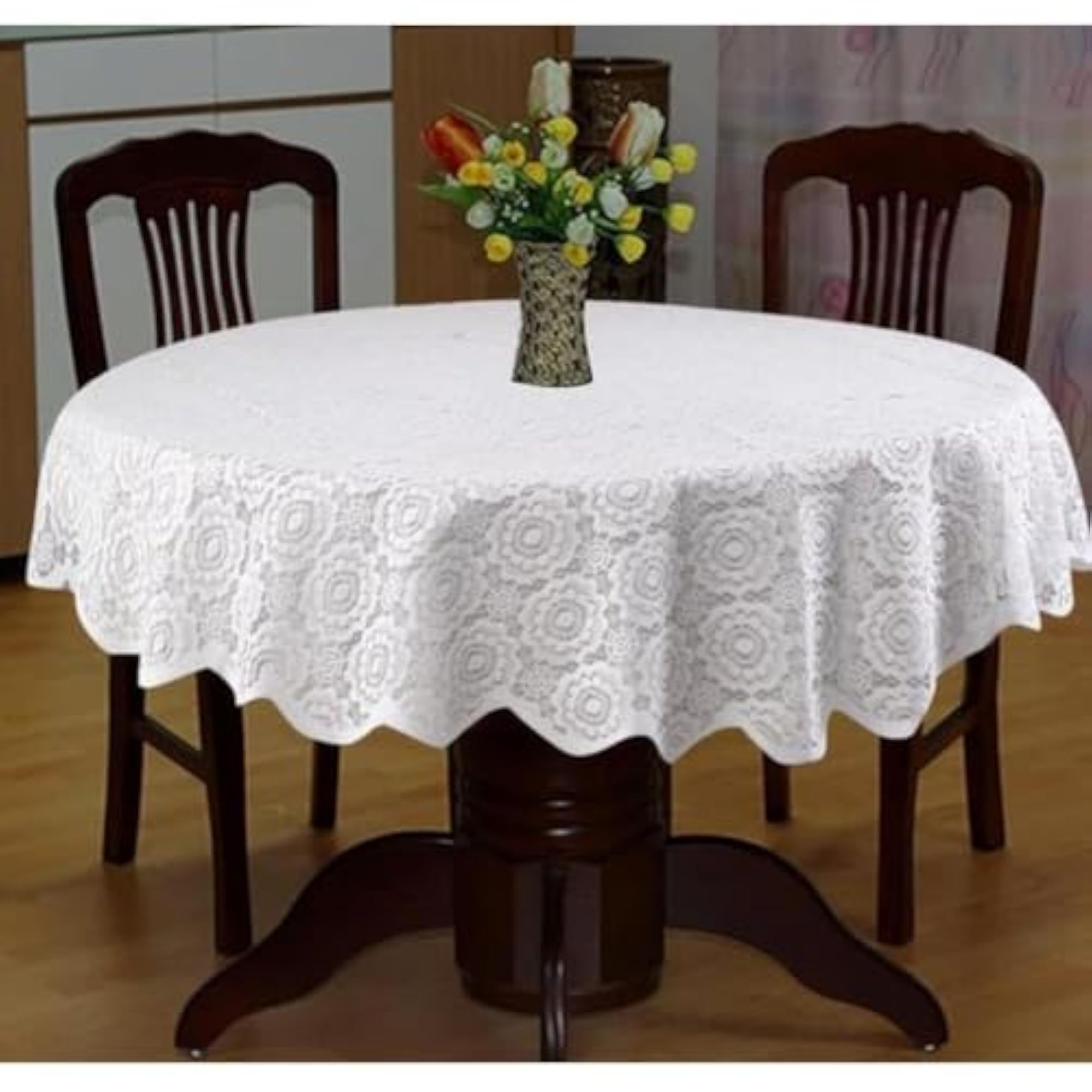 Cotton Round Tablecloth Embroidery, 152 cm