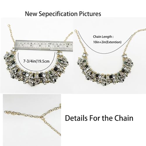Bib Statement Necklace Colorful Glass Crystal Collar Choker Necklace for Women Fashion Accessories4