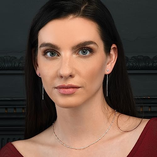 Namana Boucles d'Oreilles Chaine Traversante en Argent 925 pour Femme et Jeune Fille, Boucles d'Oreilles Femme 'Threader' avec un Motif en Triangle, Boucles d'Oreilles Enfille Aiguille – vue 5