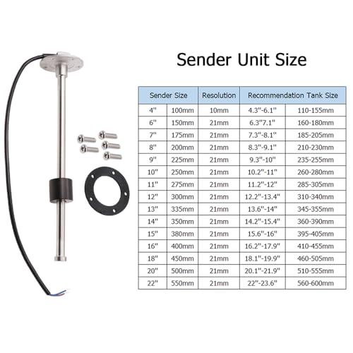 Indicateur niveau d'eau 52mm avec sonde 300mm 0-190 ohms pour réservoir