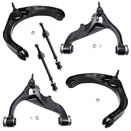 Image of Detroit Axle - 4WD Front End Control Arms Kit for 06-08 Dodge Ram 1500, 4 Upper & Lower Control Arms 2 Sway Bar Links 2006 2007 2008 Replacement - 6pc Set