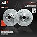 A-Premium 10.83 inch(275mm) Front Drilled and Slotted Disc Brake Rotors + Ceramic Pads Kit Compatible with Select Pontiac and Toyota Models - Corolla 2003-2008, Matrix 2003-2008, Vibe 2003-2008, 1.8L