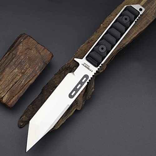 Lengren 11.3 Inches 8Mm Thickness Full Tang Heavy Fixed Blade Tanto Tactical Knife Sleipner Steel G10 Handle Kydex Sheath For Men Camping Hiking Hunting (White) #TOP2