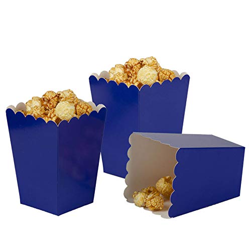 Image of AimtoHome Navy Blue Popcorn Boxes Mini Pack of 12, Paper Popcorn Container for Birthday Party, Graduation, Wedding, Carnival, Movie Night
