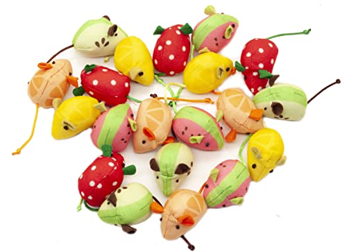 Fashion's Talk Mouse Cat Toys Assorted Catnip Cat Toys Fruit Mice Variety Pack Plush Catnip Mice 20 Count #TOP4