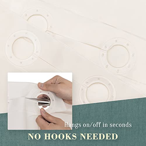 Image of No Hook PEVA Shower Curtain or Liner - 8G Heavy Duty Beige Bathroom Shower Curtain No Hooks Required, Waterproof Plastic & PVC Free, Standard Size 71 x 74, Beige