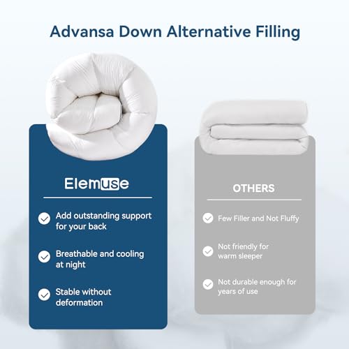 ELEMUSE King Cooling Mattress Topper, Extra Thick 1300gsm Mattress Pad for Back Pain Relief, Plush 500TC Cotton Pillow Top with Deep Pocket, Overfilled with Mixed Advansa Down Alternative Filling