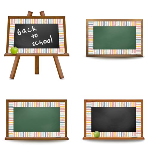 Image of Whaline 32.8 Ft Classroom Bulletin Board Borders Back to School Hippie Boho Color Dot Stripe Die-Cut Rolled Border Trim for Chalkboard Wall Decoration